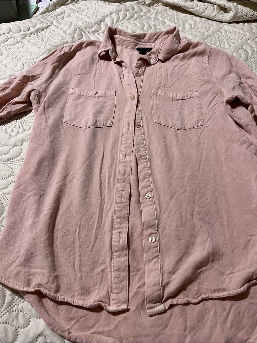 Women’s Long-Sleeve Button-Down Shirt — Blush Pink